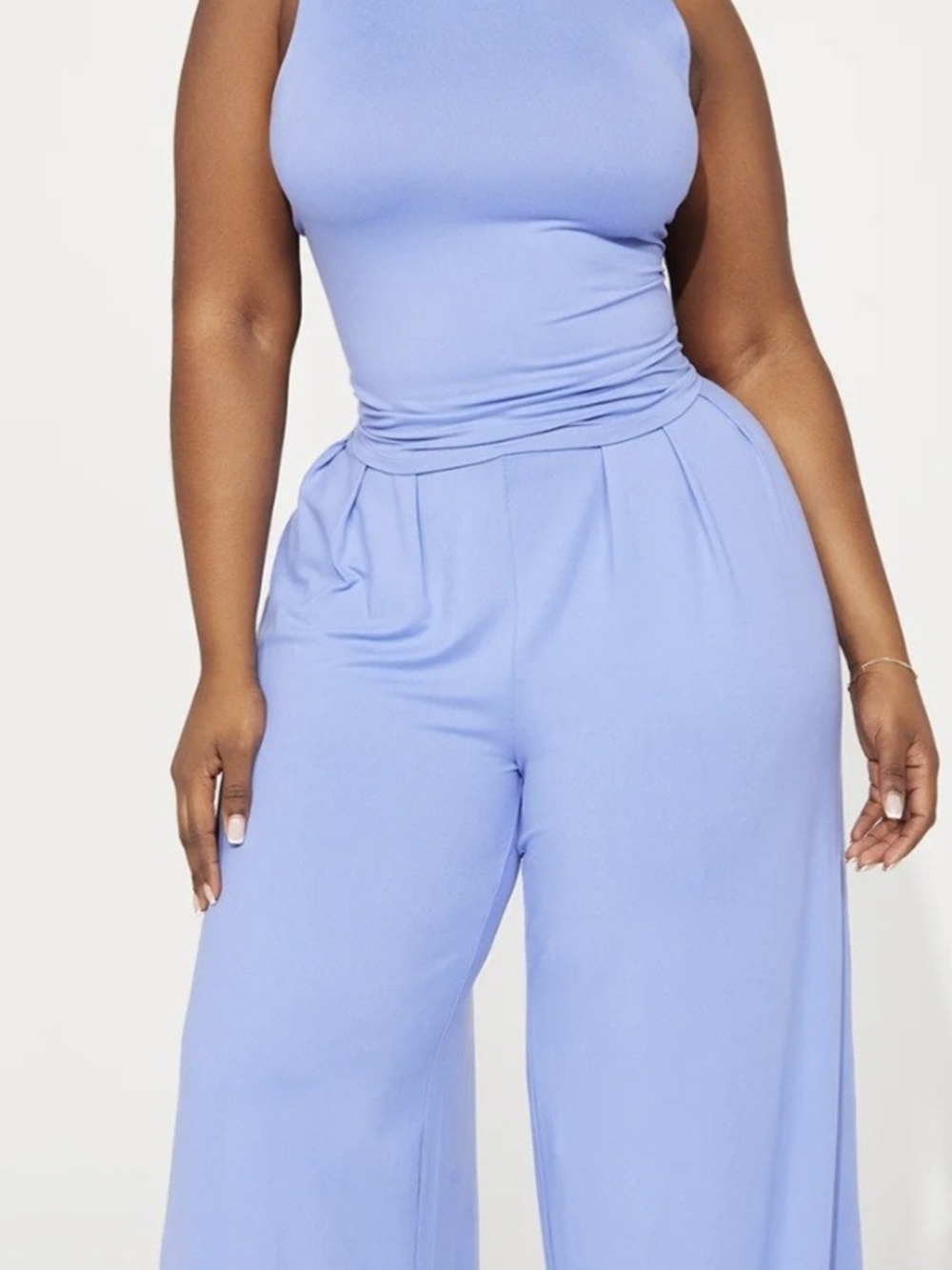 Fashion Nova Periwinkle Blue Wide-Leg Jumpsuit